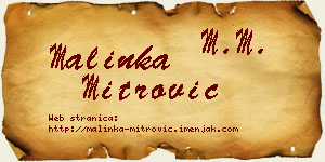 Malinka Mitrović vizit kartica